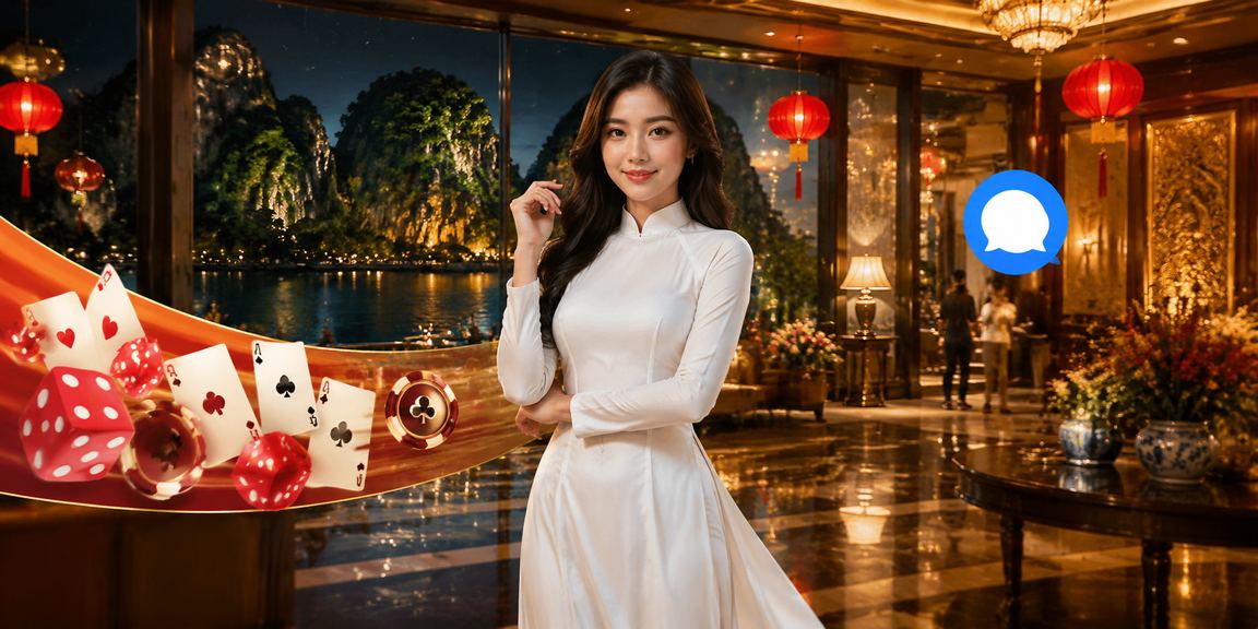 Người chơi trong trang phục truyền thống tại Ninh Bình xem xét lựa chọn voucher trên điện thoại